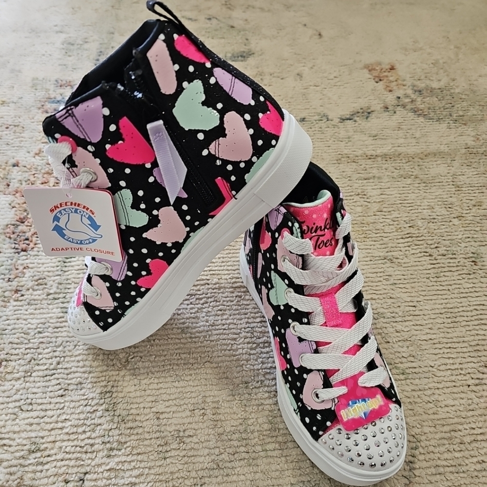 Skechers Twinkle Toes High Top light up‎ shoes Girl's Shoes Size 2
